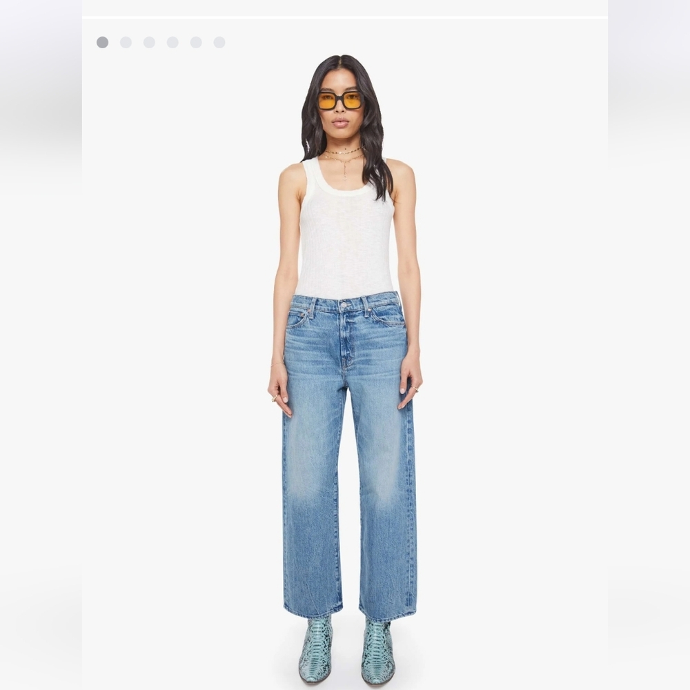 Mother Superior The Dodger Flood Wide Leg Jeans Embroidered Pockets 29